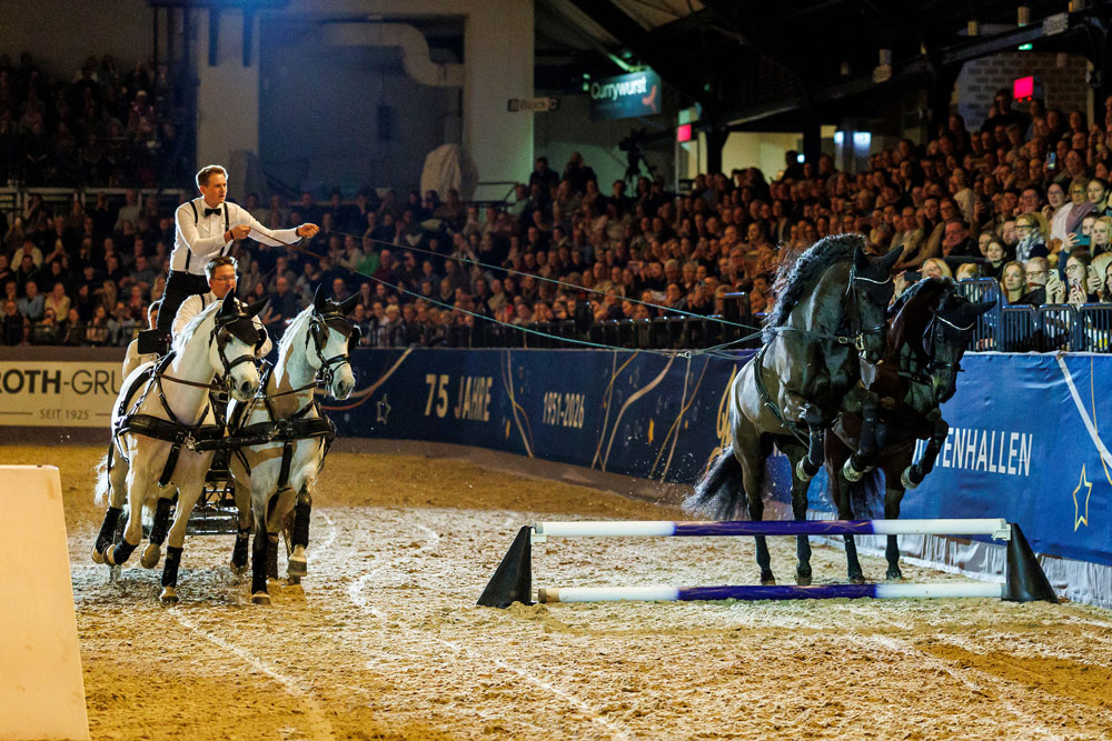 Daniel Schneiders und Matthes Röckener, Vierer-Gespann, Pferdeshow, Hofreitschule News